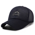 Dark blue breathable mesh baseball cap with mountain sports print on front - Adjustable / Navy Blue