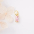 Goldener rechteckiger Anhänger mit rosa Zirkon für DIY Schmuck mit Trockenblume - Rosa