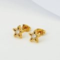 Eleganti orecchini a lobo a stella in acciaio inossidabile oro 18k con zirconi - Stella Dorata