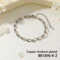 Dettaglio del bracciale a catena in rame rodiato con chiusura a moschettone su tela - Maglia Sferica Ovale in Platino (BR1896-K-2)
