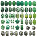Green DIY large hole charms and pendants set in silver finish for custom bracelets - Green Resin Alloy Enamel Set - 50Pcs