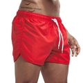 Short de plage rouge pour hommes à séchage rapide avec cordon de serrage et fente latérale - M / Rouge