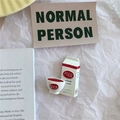 Miniature resin milk box and bowl fridge magnet with red MILK typography on white background - Milk