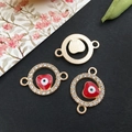 Gold evil eye heart charms with red enamel and rhinestones for DIY jewelry making - KC Gold Evil Eye 14x21mm
