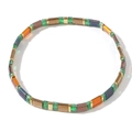 Bohemian multi-color Tila bead stretch bracelet with green and orange tiles - Multi-Color Vintage Mix (TL-B24042609A)