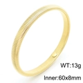 Golden vertical stripe titanium steel gas-pipe bangle, 13g weight and 60x8mm size - Width 8mm (Inner Diameter 60mm) / Gold (KB183421-HM)