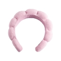 Soft pink plush braided headband for face washing with comfortable sponge padding - Single Headband (Terry Cloth) / Pink