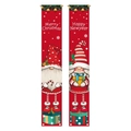 Bannières de Noël rouges avec gnomes et vœux Merry Christmas et Happy New Year - Style Gnome Nordique avec Bonnet à Rayures Rouges & Blanches (2213) / 180*30cm (Tissu Oxford 600D)