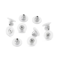 Clear silicone and stainless steel UFO style earring backs assortment on white background - UFO Style Earring Backs (10Pcs/Pack) (KLJ5602-Z)