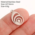 Silver stainless steel spiral shell charm pendant 10x16mm shown for size on fingertip - Spiral / Silver