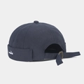 Gorro docker de lona azul marino con bordado de pez y cierre de hebilla metálica ajustable - Pececito-Gris Oscuro