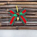 Christmas bow ornament with red green stripes, gold bell and berries for DIY decor - 2.5cm Gold Wire with 1 Bell