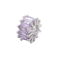 Detailed macro view of silver plated bead with inlaid purple baguette-cut crystals - Platinum Light Purple Zirconia
