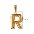 Mini 18K gold-plated bubble letter R pendant in 21mm inflatable 3D style jewelry - Letter R / Gold