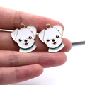French Bulldog and Husky enamel charms in white and gold for DIY jewelry making - White Bichon