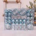 Ice blue Christmas ornament set with glitter balls and stars in a transparent gift box - Lake Blue
