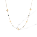 Detailansicht der 18K vergoldeten Kette mit Vogelanhängern und blauen Evil Eye Perlen - Goldener Vogel Blaues Auge Stil (23821)