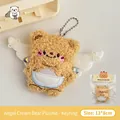 Brown sherpa plush bear keychain with angel wings and pearl heart detail - 1# Angel Creamy Yellow Bear Doll Pendant