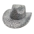 Close-up of the silver laser sequins and geometric cracked glass pattern on the cowboy hat - M (56-58cm) / Black