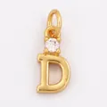 Gold plated copper letter D pendant with a micro-inlaid sparkling cubic zirconia stone - Single Stone Letter D