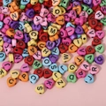 Colorful heart-shaped acrylic alphabet beads for creative DIY jewelry making - Heart Shape Deep Colored Letters (100pcs)