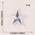 Silver embroidered star patch 4.3cm for clothes and hats with 0.5g lightweight texture - Silver Gray Five-Pointed Star (G1L-A-2-10 Iron-On)