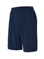 Dettaglio dei pantaloncini sportivi da uomo blu scuro con trama jacquard e coulisse in vita - S / Blu navy