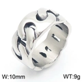 Anillo estilo cadena cubana retro de acero inoxidable en acabado plata antigua, 10 mm - US 9 / Estilo A Color Acero