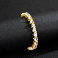 Detailed view of a gold-plated tennis chain featuring sparkling heart-shaped zirconia - 10 inch (25cm) / Gold Anklet (White Zircon)