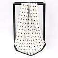 Elegant white square silk scarf with classic black polka dots and wide black border - Dot White (SD90-09-1)