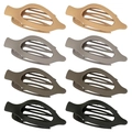 Set of 8 matte oval duckbill hair clips in beige, taupe, brown, and black shades - Set 21 (Pack of 8)