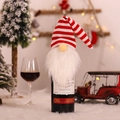 Christmas gnome wine bottle cover with red striped knit hat and white faux fur beard - Red And White Striped Style (G-JT46)