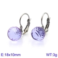 Light purple faceted crystal earrings with silver leverback hooks for women - Silver Light Purple