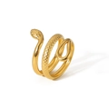 Three-layer golden snake ring with scales made of polished stainless steel for women - Gold Snake Style (TR4147)