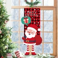 Bandiera natalizia appesa a quadri rossi con Babbo Natale e scritta di auguri - Babbo Natale / Quadretti Rossi e Neri