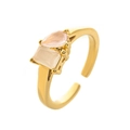 Titanium steel open ring with pear pink and rectangular champagne zircon stones - Open Size 7 / June
