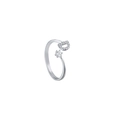 Silver open ring with letter D micro-pave crystals and round cubic zirconia stone - Letter D