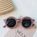 Retro matte dusty pink round frame children's sunglasses with black UV400 lenses - Dusty Pink