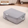 Gray medium travel clothing organizer bag with handle and zipper, size 35x26x10cm - Light Grey Expandable Medium