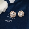 Golden heart-shaped stud earrings with sparkling cubic zirconia, 1.4cm size - Crafted Heart Studs / Gold