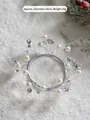 Exquisite 15cm beaded silver wreath with white pearls and crystals for holiday decor - Silver Ring Type D