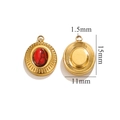 Goldener Edelstahl-Anhänger mit rotem Naturstein und dekorativer Vintage-Gravur - Roter Howlith / Gold