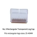 Rectangular transparent silicone chair leg floor protector with brown felt base, size 25-40mm - No.9 Rectangular (25-40mm)