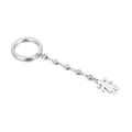 Llavero de metal plateado con cadena de corazones y colgante de figura femenina - Colgante de Silueta de Niña(KY1127-Z) / Color Acero