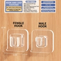 Self-adhesive transparent interlocking wall hooks 6x6cm for power strips and routers - 5 Pairs Single Buckle Set