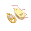Ciondolo a goccia in acciaio dorato con perla bianca e dimensioni del prodotto - 13*25mm Ovale Cavo con Perla (Oro)
