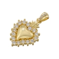 Detailed view of 18K gold plated heart pendant with sparkling round cut cubic zirconia - Heart / Gold
