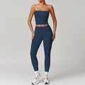 Ensemble de yoga bleu foncé avec legging taille haute et haut de sport ajusté - S / Haut Et Bas / Bleu Insigne (8793 Débardeur + 8519 Pantalon)