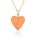 Orange enamel heart pendant necklace on a 14K gold-plated chain with reflective surface - Orange (A143)