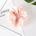 Pink floral chiffon scrunchie with peach pattern print for summer hairstyles - 12# Pink Apple